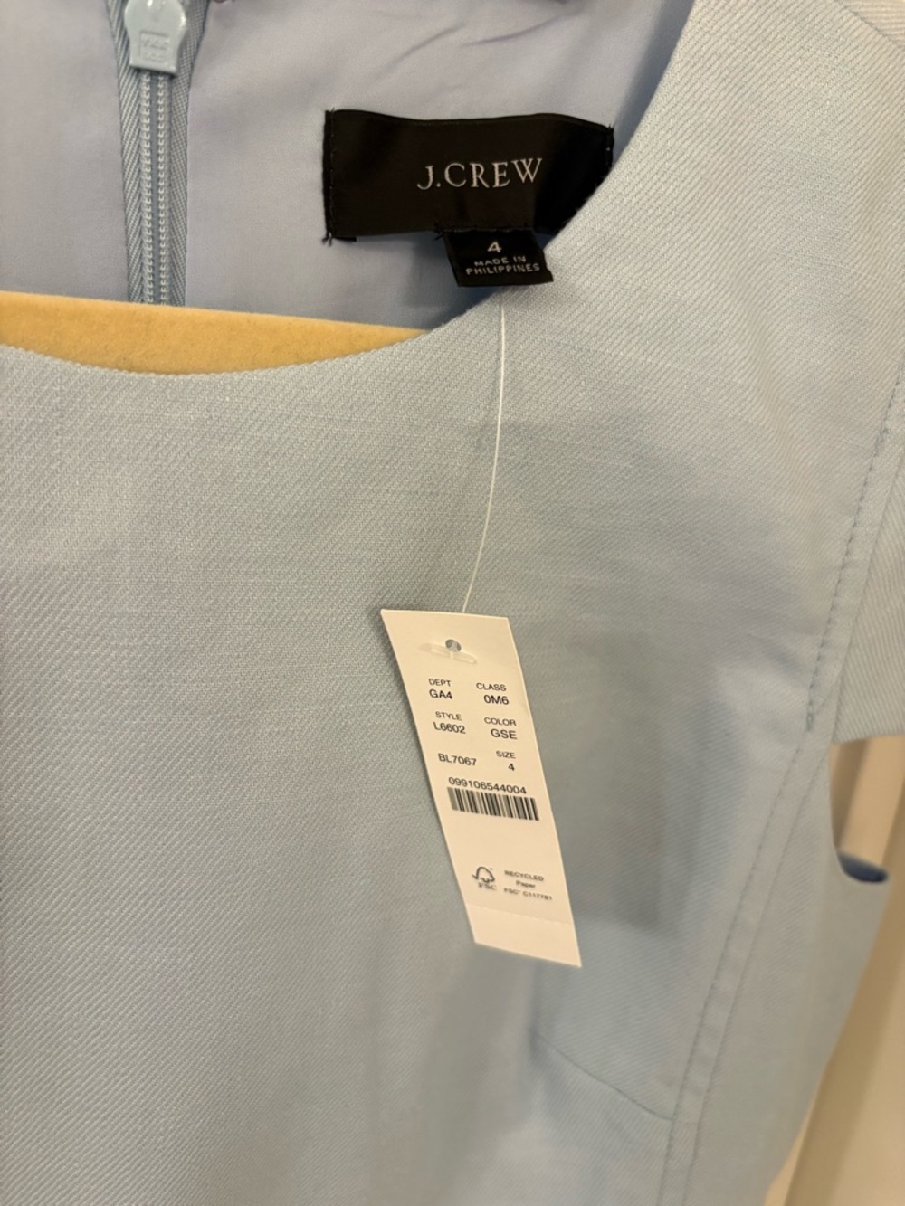 NWT J. Crew Resume Dress in Stretch Linen Blend. Light Blue  Sheath Dress, S 4 - Picture 2 of 9